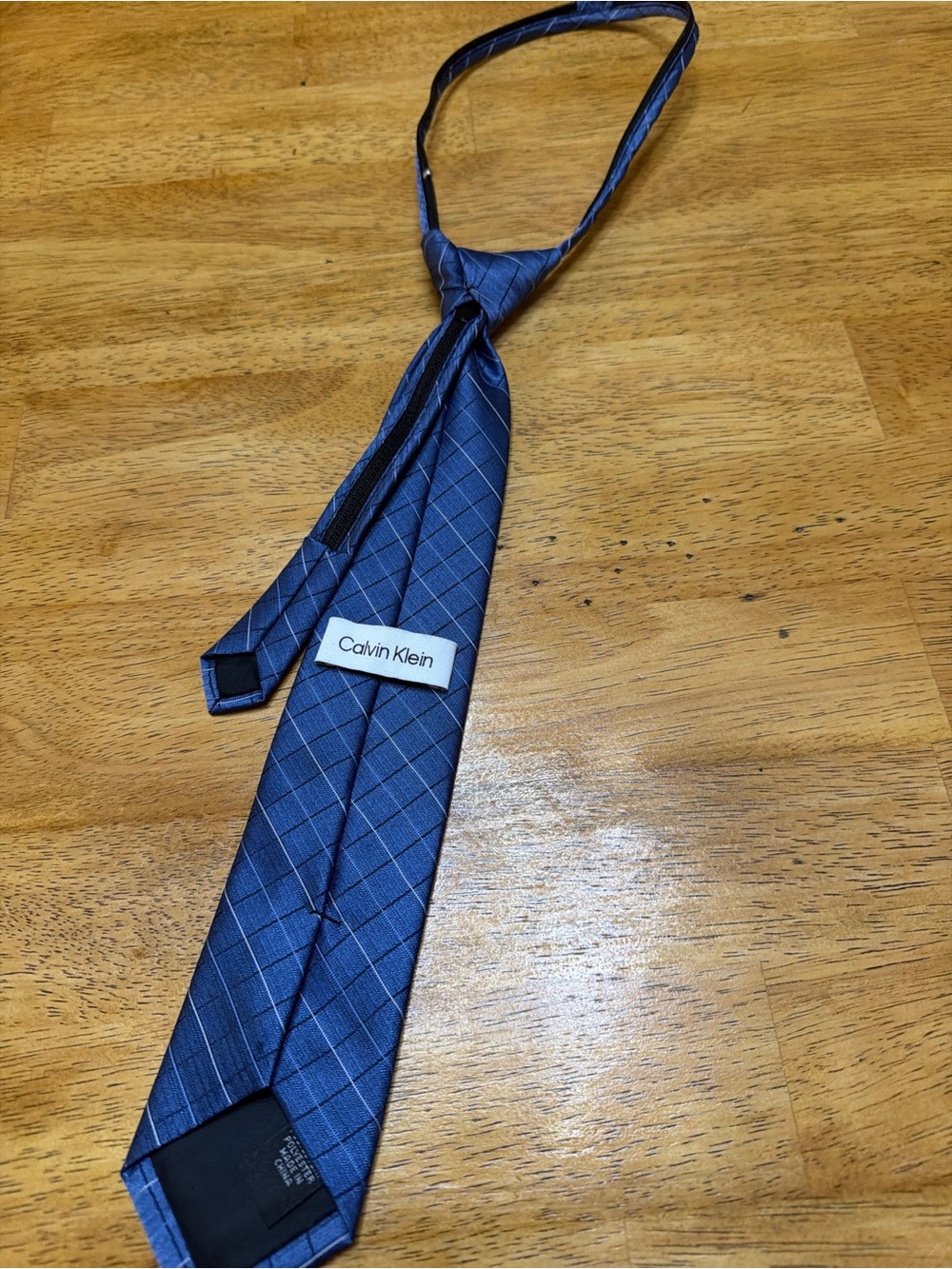 Calvin Klein Navy Blue Windowpane Silk Tie